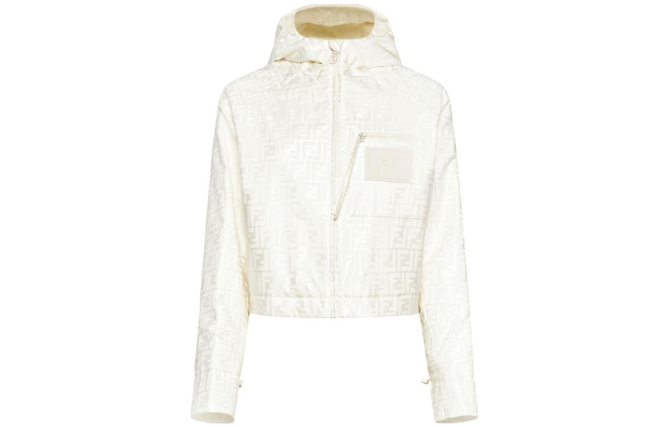 Order (W) 芬迪FW23 logo印花拉链连帽外套 米白色. FAN127AK9ZF1M2A