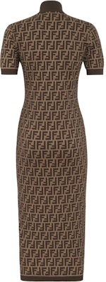 (Women) FENDI FW24 Brown Logo Knit Slim Fit Midi Dress with High Neck. FZDC84ASJTF0GGE Lookbook (Women) FENDI FW24 Brown Logo Knit Slim Fit Midi Dress with High Neck. FZDC84ASJTF0GGE