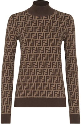 (Women) FENDI FW24 Brown Logo Turtleneck Slim Fit Knit Sweater. FZXC73ASJTF0GGE Order (Women) FENDI FW24 Brown Logo Turtleneck Slim Fit Knit Sweater. FZXC73ASJTF0GGE