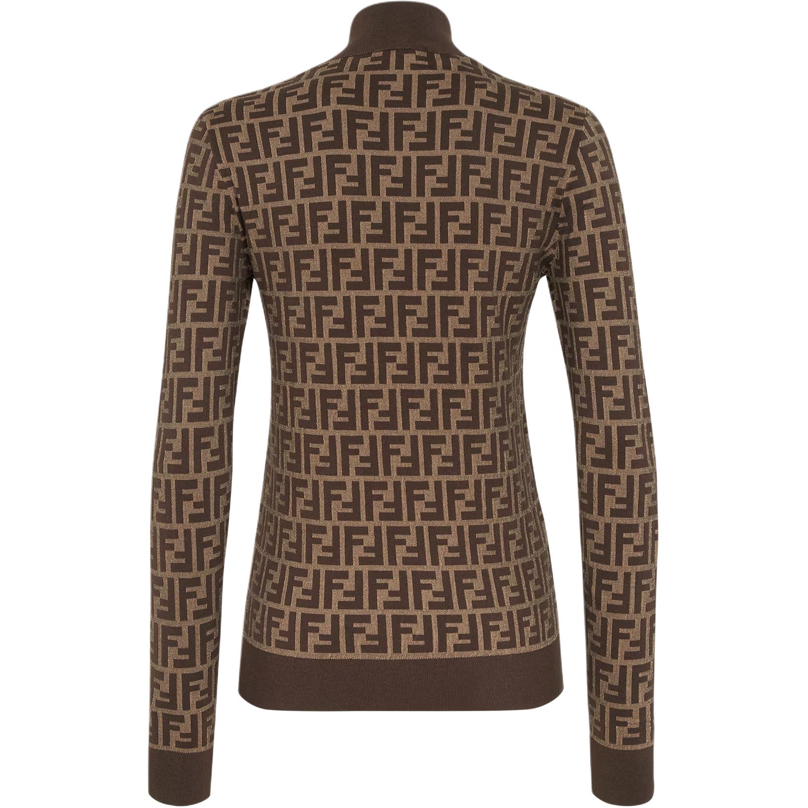 Lookbook (Women) FENDI FW24  Brown Logo Turtleneck Slim Fit Knit Sweater. FZXC73ASJTF0GGE