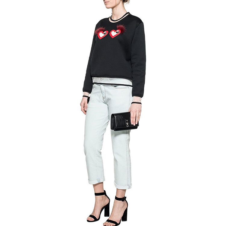 Sizing (W) FENDI 心型印花黑色套頭衫 FS6641O2BF0GME