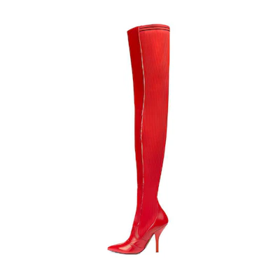 (W) Fendi High-Top 'Red Ribbed Leather'
