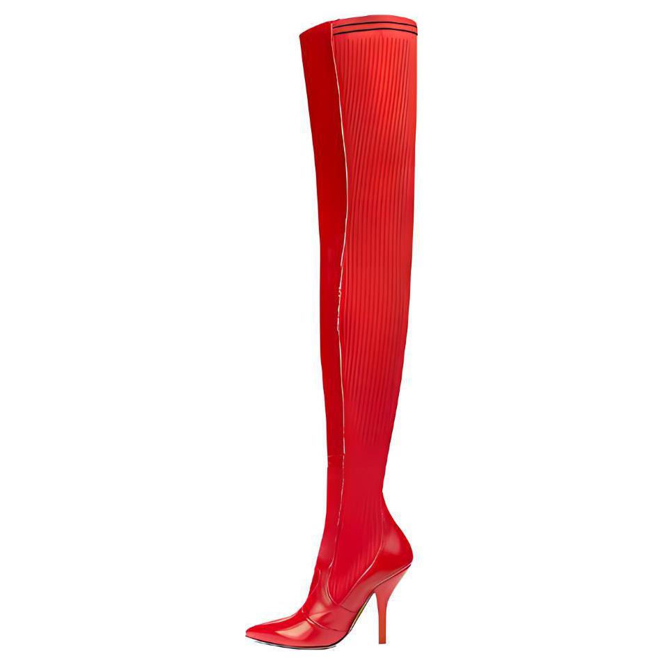 (Women) Fendi High-Top 'Red Ribbed Leather' 8W6620A02FF10C2