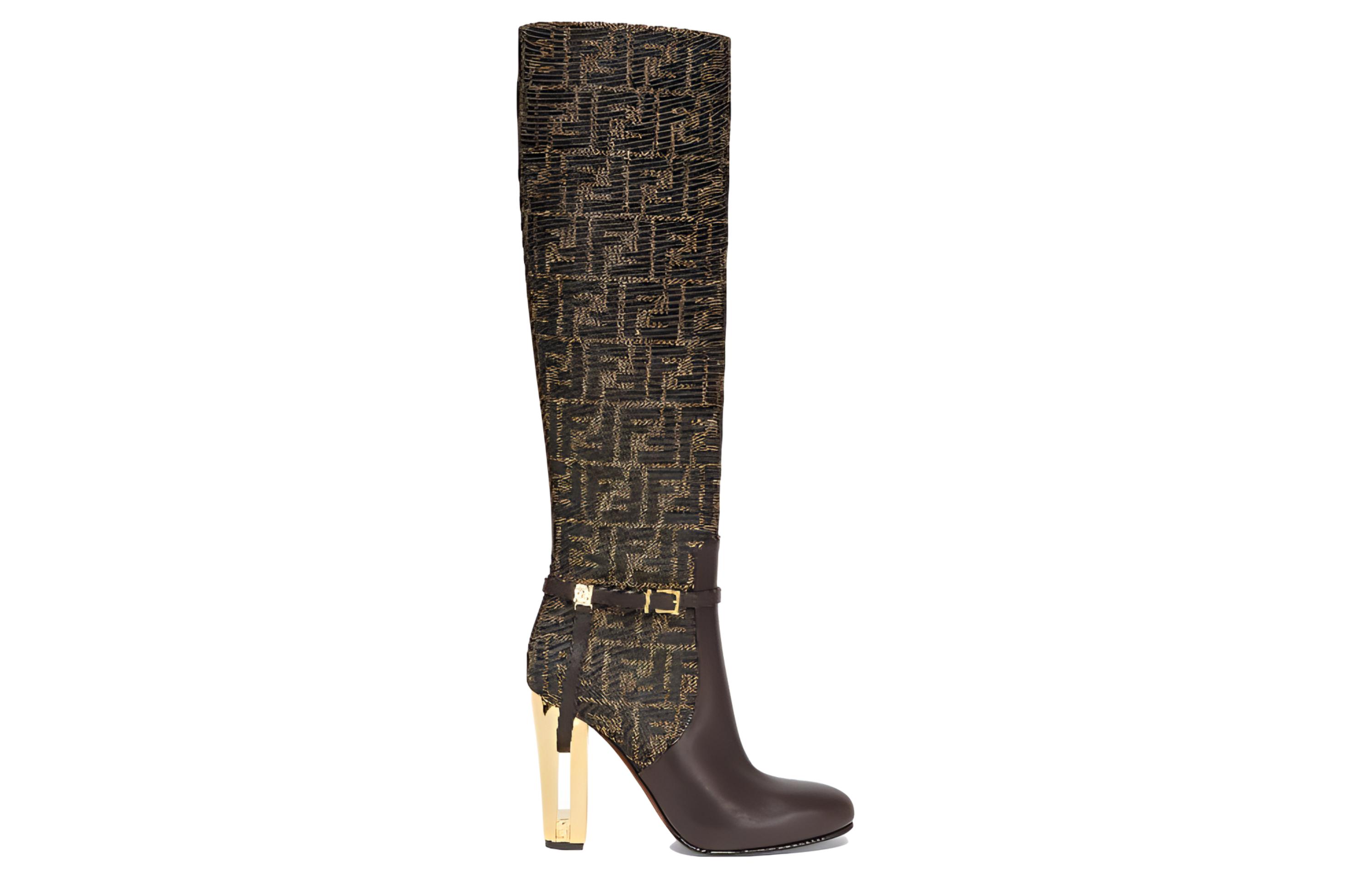 Order (W) Fendi Hoge Laarzen ''Eenvoudig Bruin Leren Design'' 8W8440AJZFF1D1C