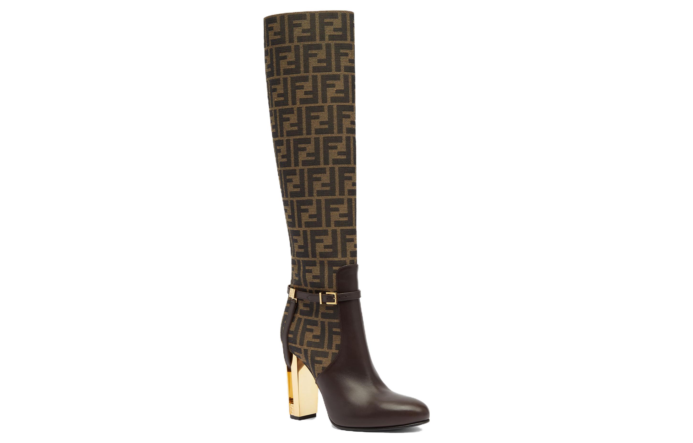 Lookbook (W) Fendi Hoge Laarzen ''Eenvoudig Bruin Leren Design'' 8W8440AJZFF1D1C