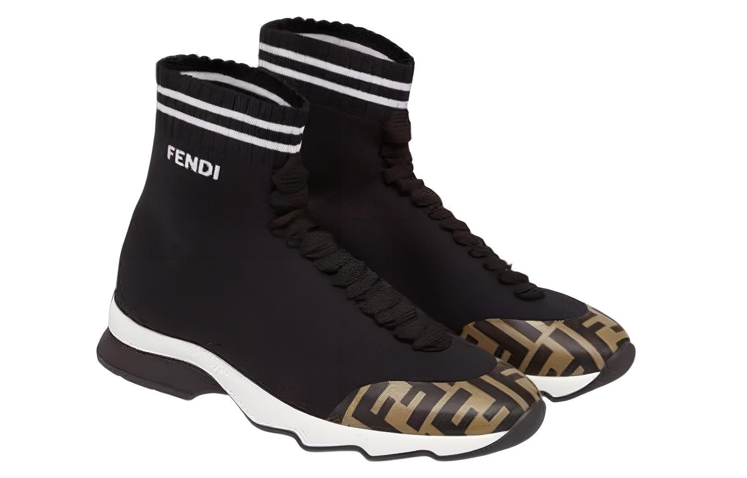Shop (W) Fendi Sneaker Slip-On Alte ''Logo Nero'' 8T6835A622F15EJ