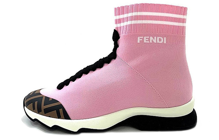 (W) Fendi High-Top Sock Sneakers 'Pink'