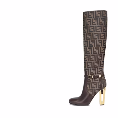 (W) Fendi High-Top Boots 'Simplified Temperament Brown Leather'