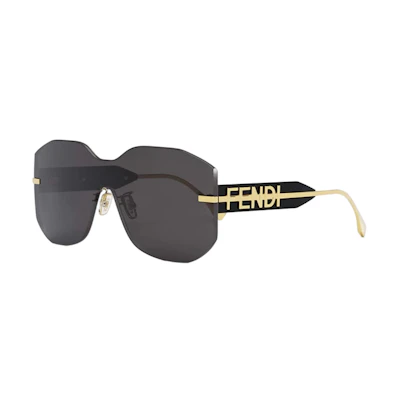 (Women) FENDI Irregular Metal Logo Sunglasses Grey Fashion Eyewear. FE40067U30A