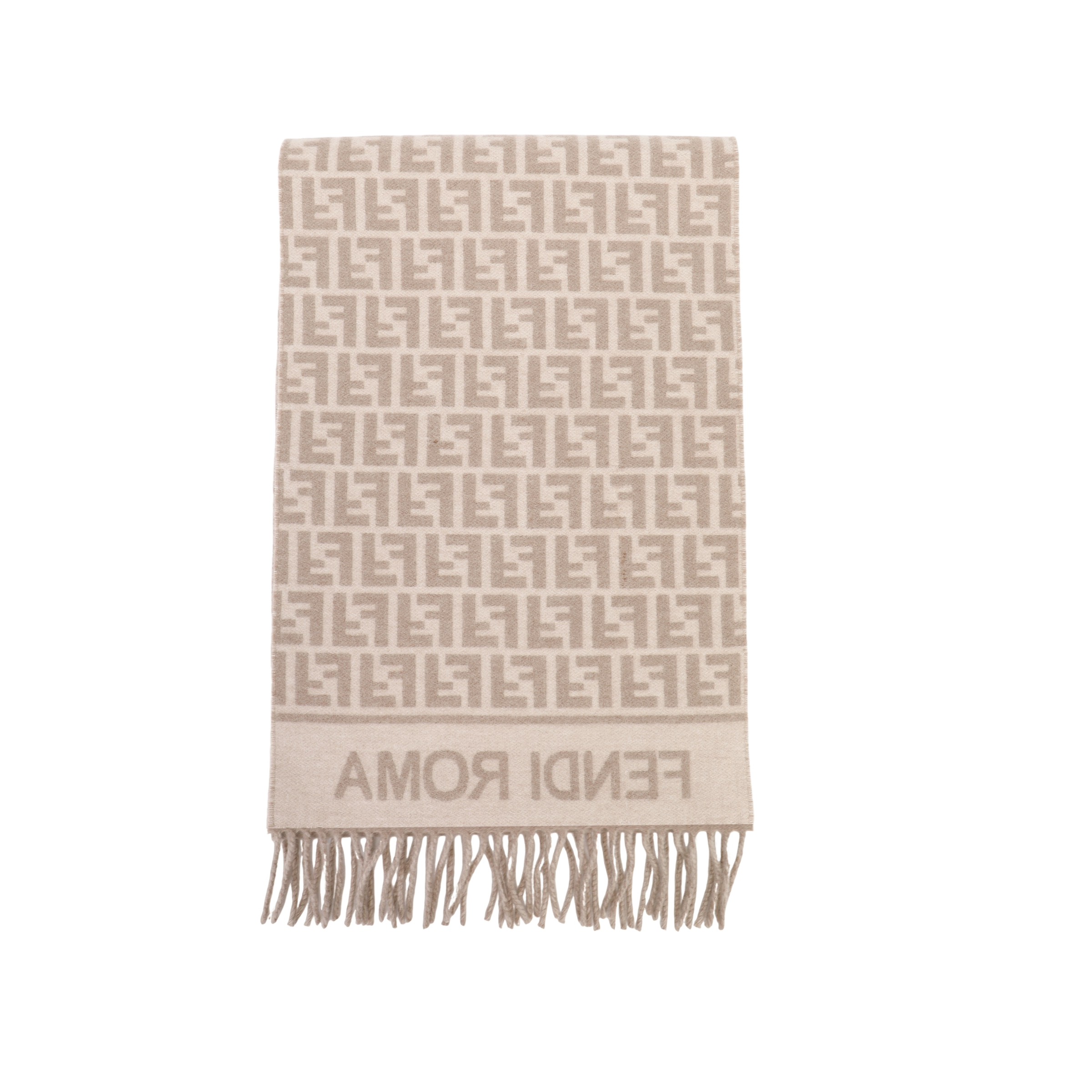 (Women) FENDI Jacquard Fringe Wool Scarf for Women - Gray FXT113AQCWF0QD3