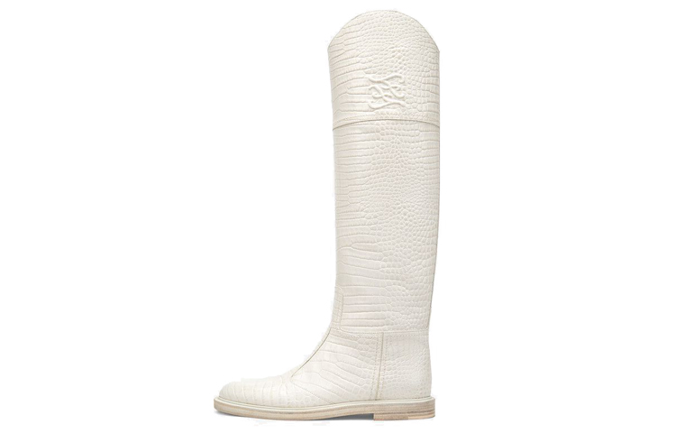 (W) Fendi Karligraphy Boots 'Crocodile Embossed White'