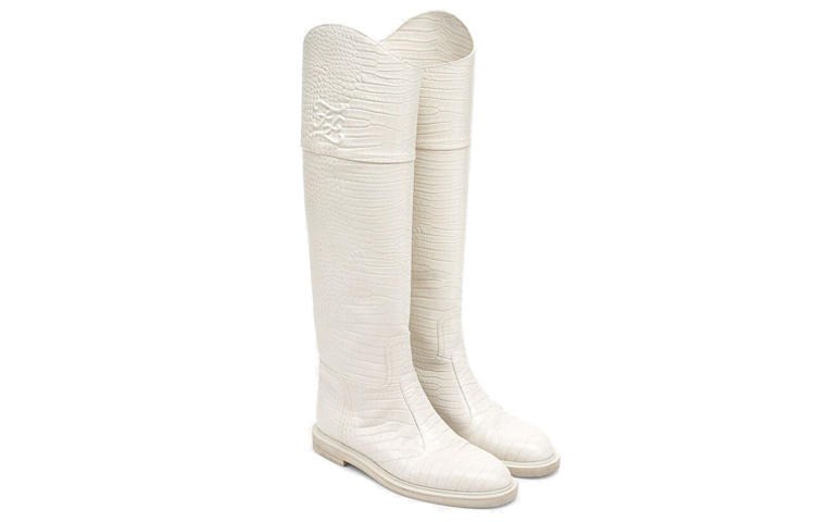(W) Fendi Karligraphy Boots 'Crocodile Embossed White' 圖 3
