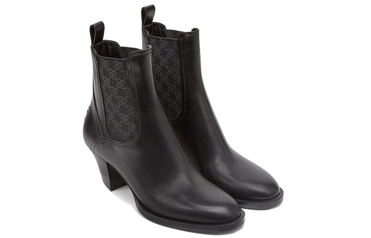 Shop (W) Fendi Karligraphy Chelsea Stiefel ''Schwarzes Leder'' 8T8174AGE2F1OS5