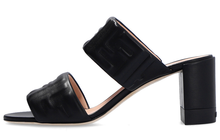 Buy (W) Fendi Mule in Pelle Tacco Largo Peep-Toe ''Moda Nera'' 8R8127ABOHF0ABB