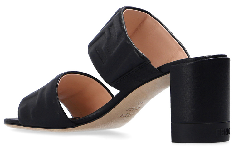 Purchase (W) Fendi Mule in Pelle Tacco Largo Peep-Toe ''Moda Nera'' 8R8127ABOHF0ABB
