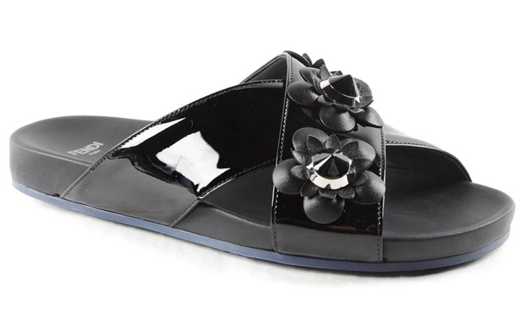 (W) Fendi Leather Crossover Slide 'Black CMFT Flat' 圖 3