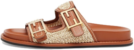 (Women) Fendi Leather Double Strap Flat Sandals 'Brown Fashion' 8X8326AO0DF1LR0 (Women) Fendi Leather Double Strap Flat Sandals 'Brown Fashion' 8X8326AO0DF1LR0