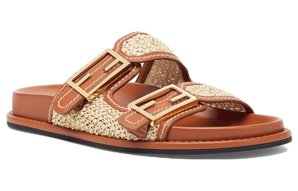 Order (W) Sandales Plates Fendi en Cuir à Double Bride ''Mode Marron'' 8X8326AO0DF1LR0