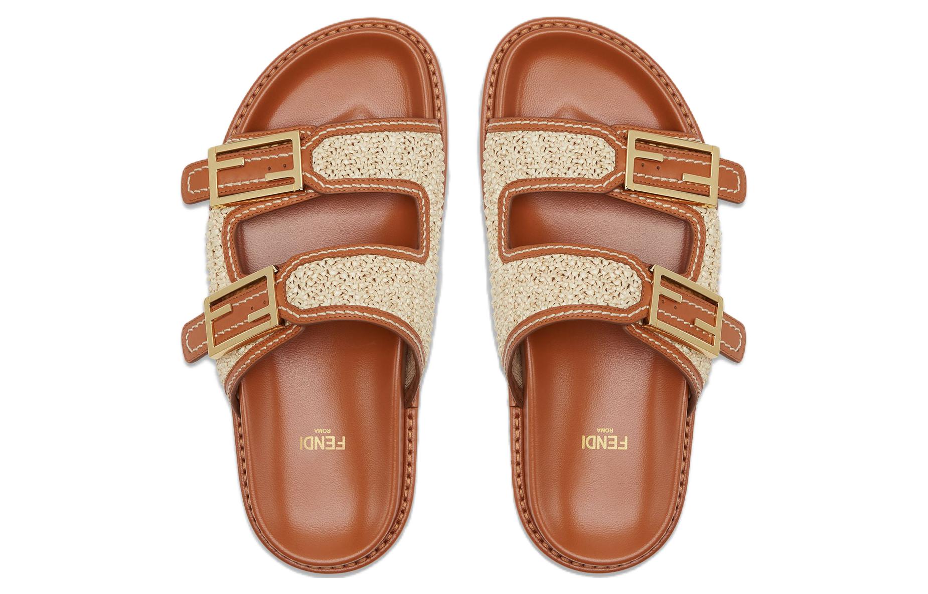 Lookbook (W) Sandales Plates Fendi en Cuir à Double Bride ''Mode Marron'' 8X8326AO0DF1LR0