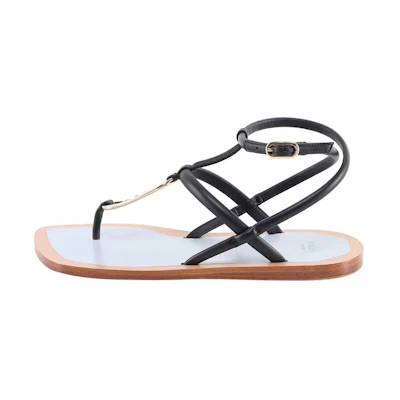 (W) Fendi Leather Flat Sandal 'Black'