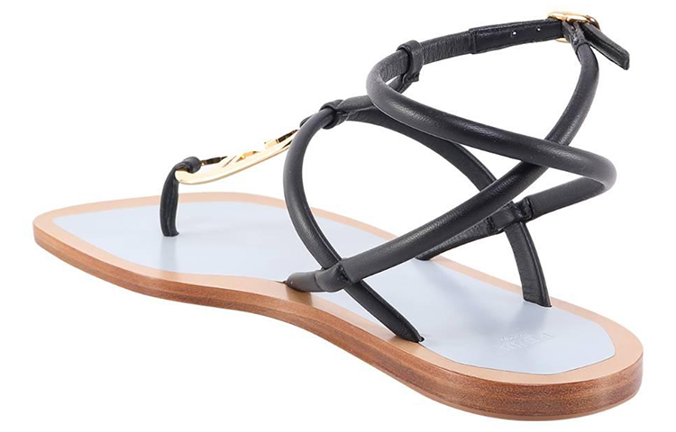 (W) Fendi Leather Flat Sandal 'Black' 圖 3