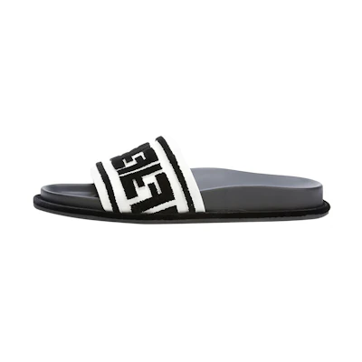 (W) Fendi Leather Flat Slide 'Black White'