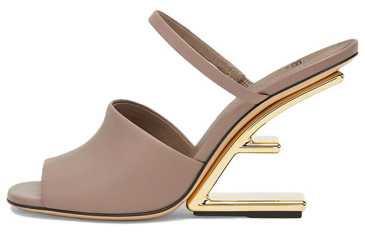 (W) Fendi Leather High-Heel Lace-Up Sandals 'Light Brown'