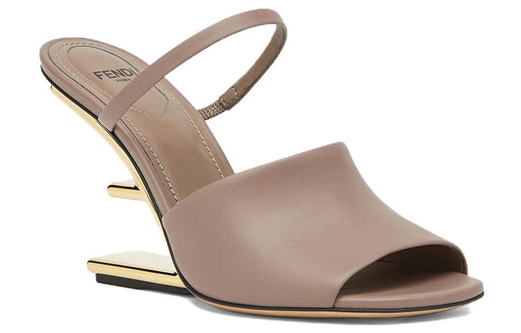 (W) Fendi Leather High-Heel Lace-Up Sandals 'Light Brown' 圖 3