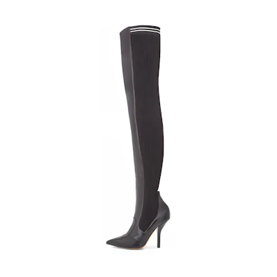 (W) Fendi Leather High-Top 'Black Streamline'