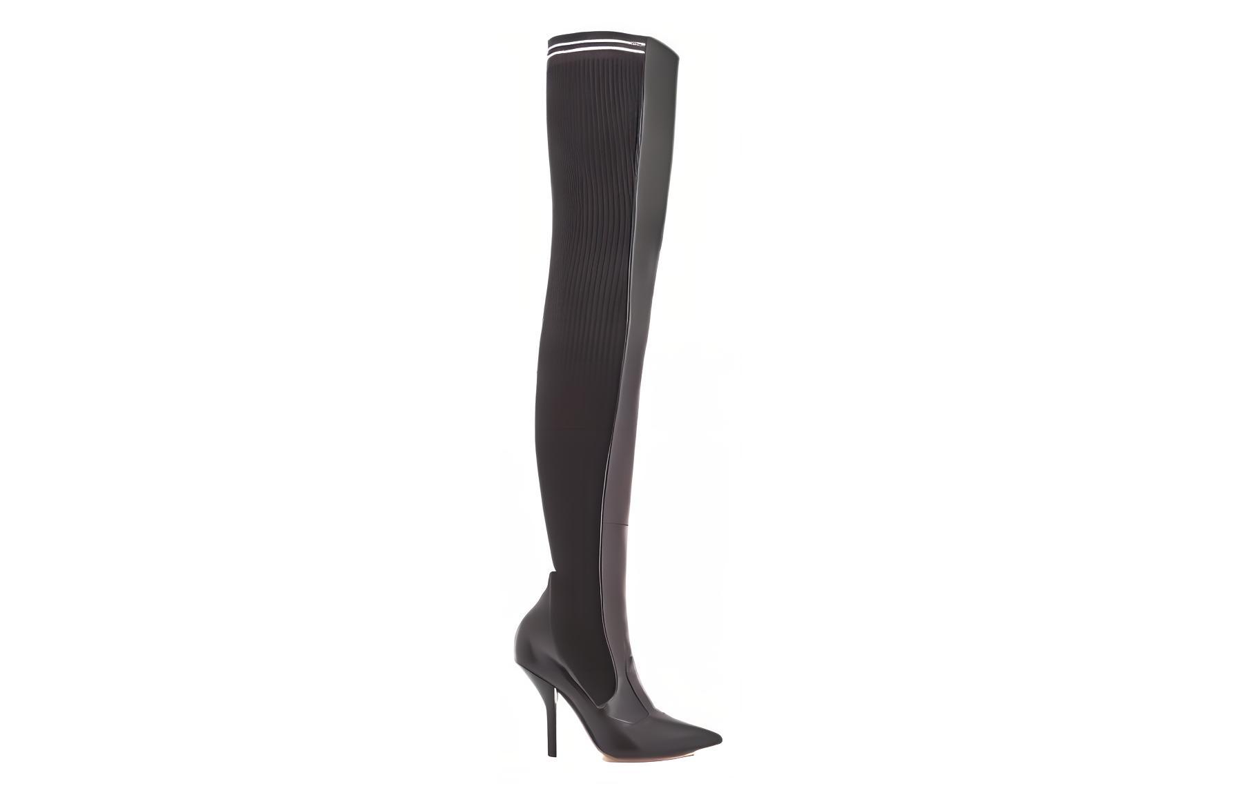 Lookbook (W) Fendi Zapatillas Altas de Cuero 'Black Streamline' 8W6620A02FF07LV