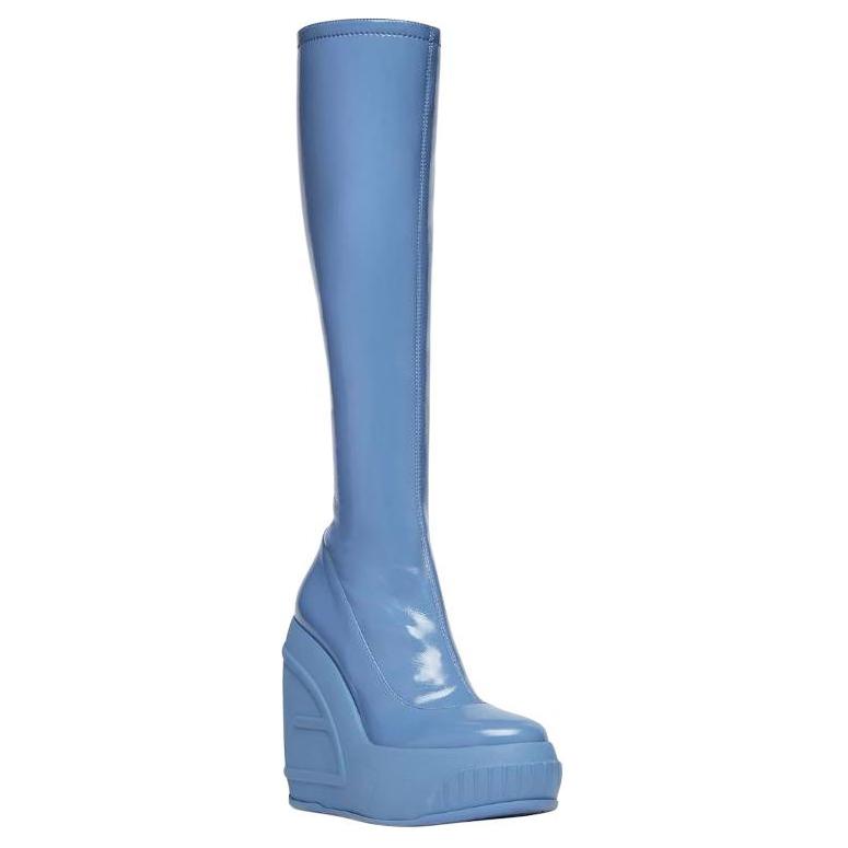 Lookbook (W) Bottes Hautes Fendi en Cuir à Plateforme avec Fermeture Éclair ''Bleu'' 8W8399A8T9F1KE5