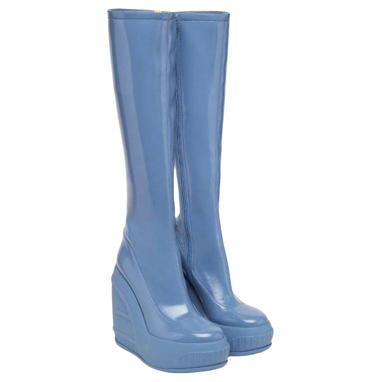 Shop (W) Bottes Hautes Fendi en Cuir à Plateforme avec Fermeture Éclair ''Bleu'' 8W8399A8T9F1KE5