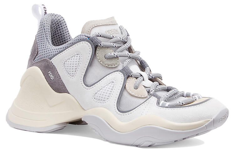 Order (W) Fendi Leren Mid-Top Sneaker ''Wit Grijs'' 8E7043A8P4F18S2