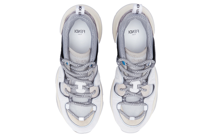 Shop FENDI芬迪 皮革 綁帶 防滑 中筒 休閒運動鞋 女款 白灰