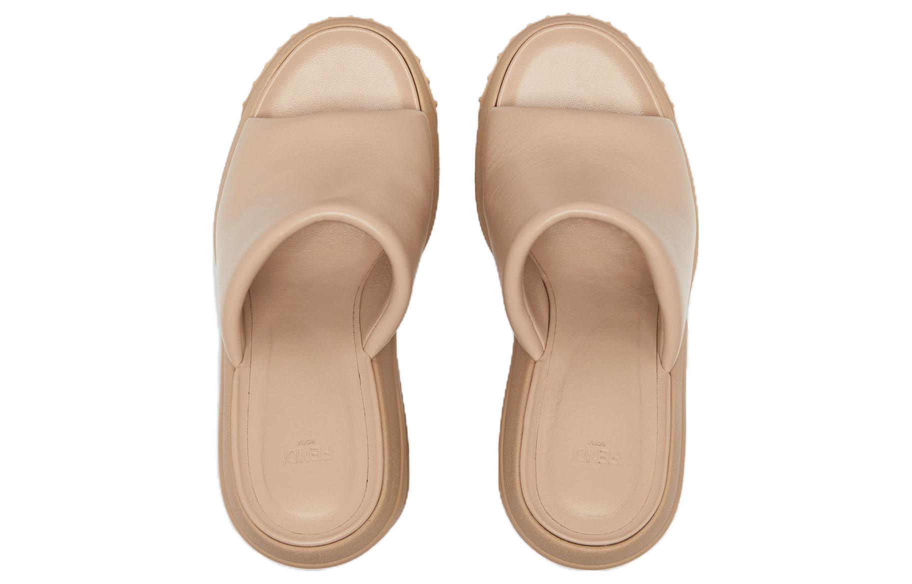 Shop (W) 펜디 핑크 청키 힐 가죽 뮬 8R8405NBAF1KCU