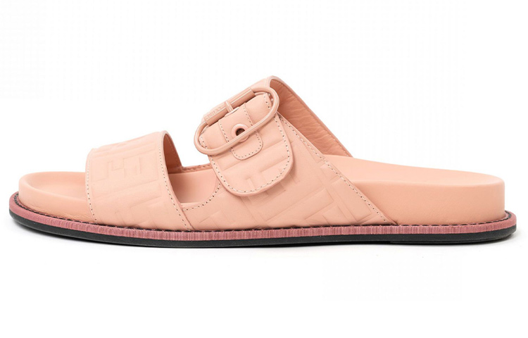 Buy (W) Fendi Leren Open-Teen Buckle Platte Roze ''Fashion Slide'' Sandalen 8X6749A9TBF19C0