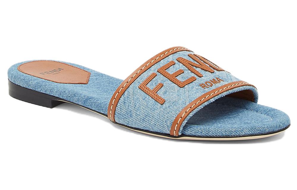 (W) Fendi Leather Patchwork Denim Slide 'Blue' 圖 2