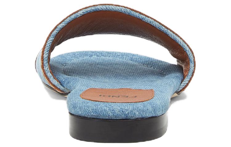(W) Fendi Leather Patchwork Denim Slide 'Blue' 圖 4