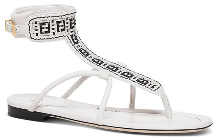Lookbook (W) Sandale Fendi en Cuir Bout Rond et Ouvert ''Blanc'' 8Y8095AEH6F0Z5V