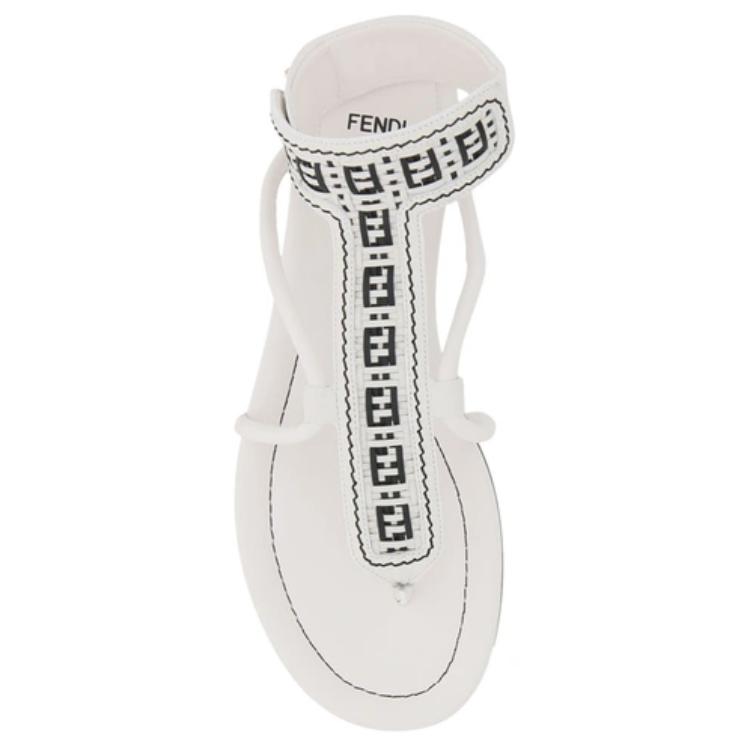 Purchase (W) Sandale Fendi en Cuir Bout Rond et Ouvert ''Blanc'' 8Y8095AEH6F0Z5V