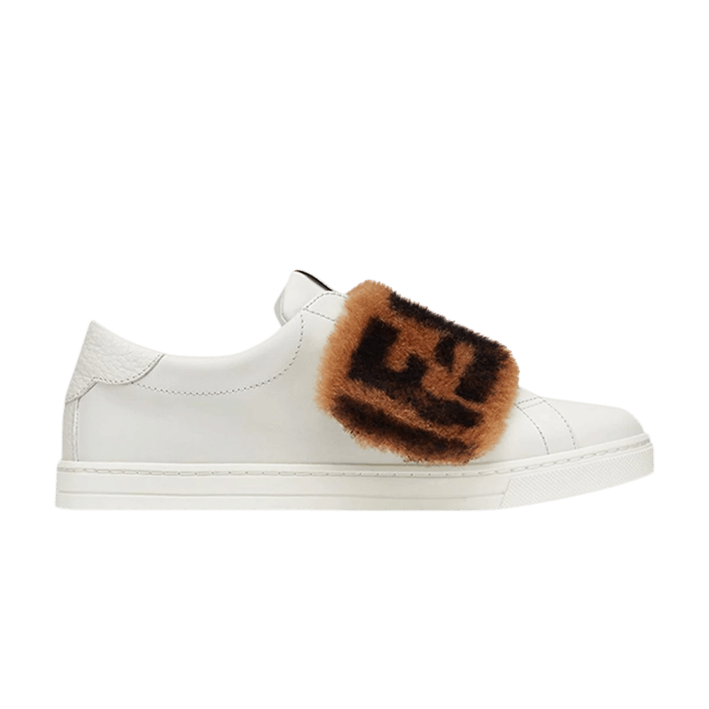 Buy (W) フェンディ FFファー レザー スリッポン (白) 8E6834-A628-F15EU