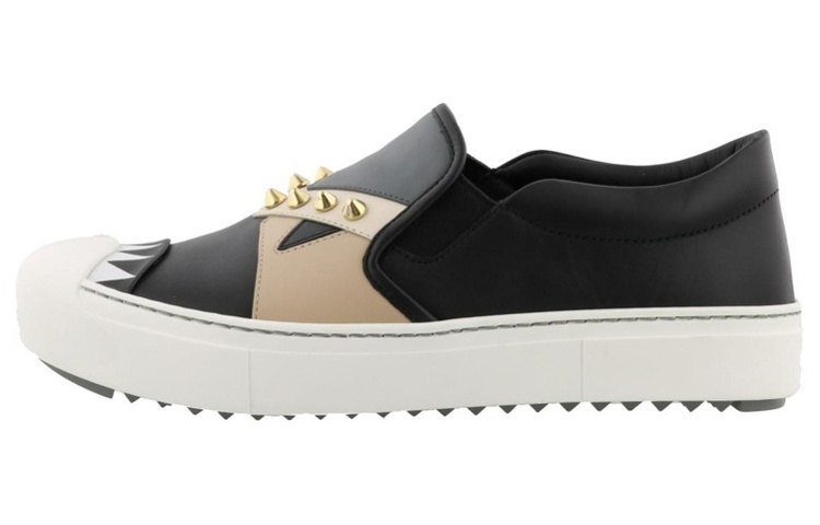 (Women) Fendi Leather Slip-On Round Toe Low-Top Sneakers 'Black Fashion' 8E6662TTYF10SS