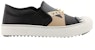(W) Sneakers Low-Top Hujung Bulat Kulit Fendi 'Fesyen Hitam' 8E6662TTYF10SS