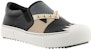 (W) Sneakers Low-Top Hujung Bulat Kulit Fendi 'Fesyen Hitam' 8E6662TTYF10SS