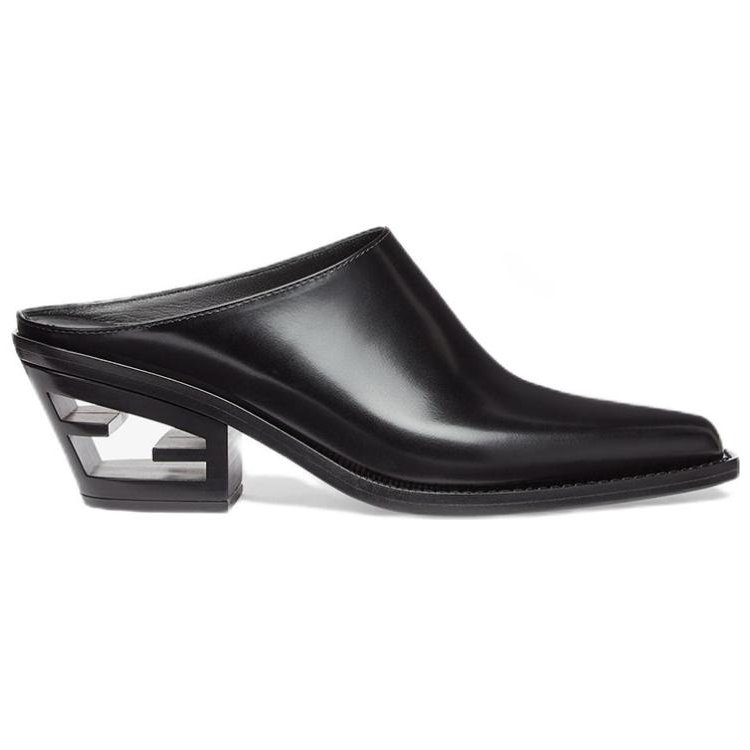(W) Fendi Leather Square-Toe Mule 'Fashion Slide Black' 圖 2