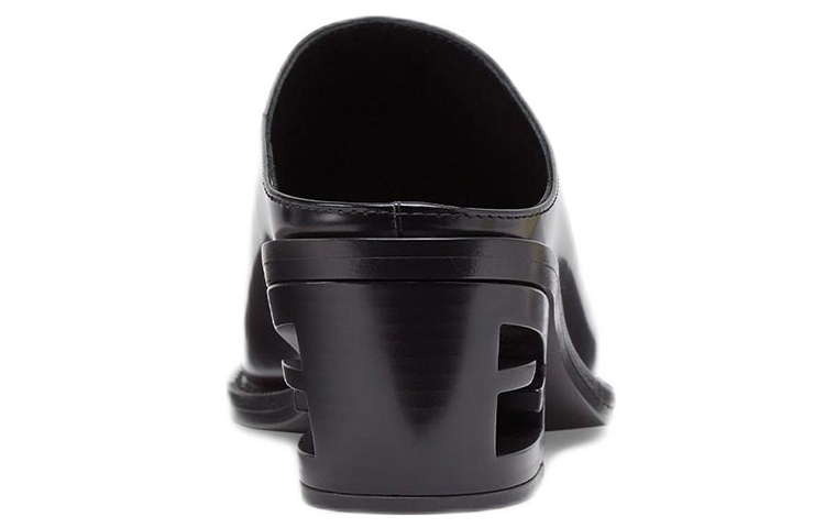 (W) Fendi Leather Square-Toe Mule 'Fashion Slide Black' 圖 5