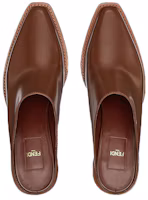 Shop (Women) Fendi Leather Square-Toe Mule Brown 'Fashion Slide' 8R834969FF0QB3