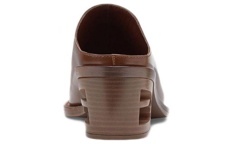 (W) Fendi Leather Square-Toe Mule Brown 'Fashion Slide' 圖 5