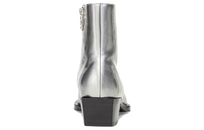 (W) Fendi Leather Square Toe Zip Ankle Boot 'Silver' 圖 4
