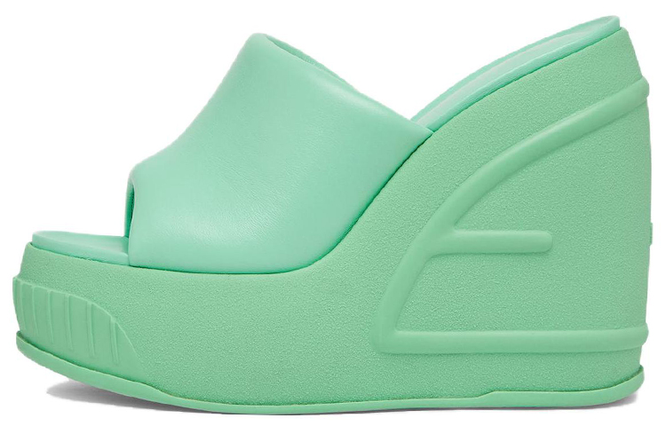 (W) Fendi Leather Wide-Brim Fashion Slide 'Green'